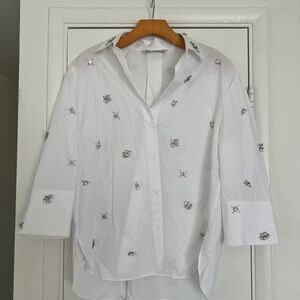 Zara White Blouse with Subtle Embellishments